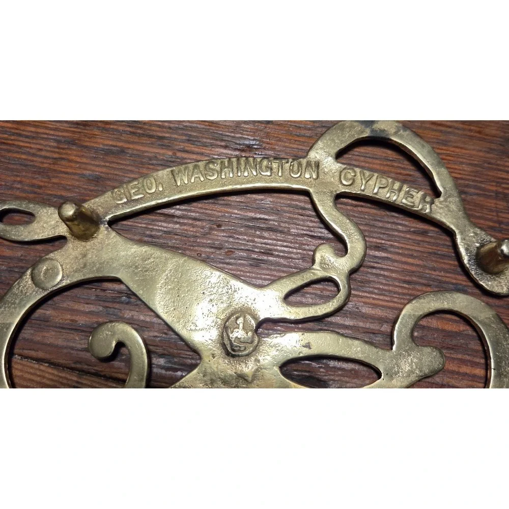Vintage 1976 Virginia Metalcraft Brass Trivet‎ - Geo. Washington Cypher